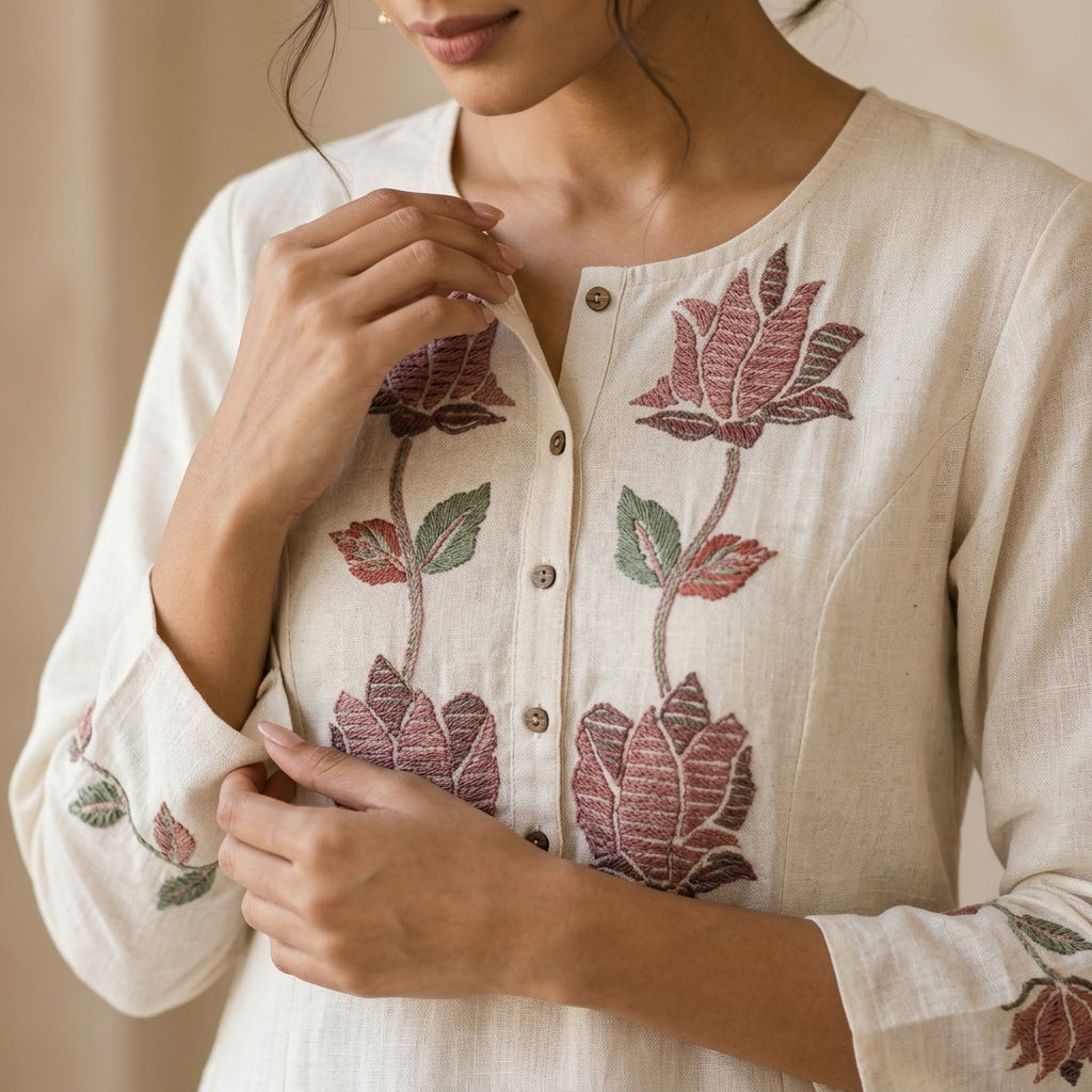 Lotus Print Khadi Co-ordset