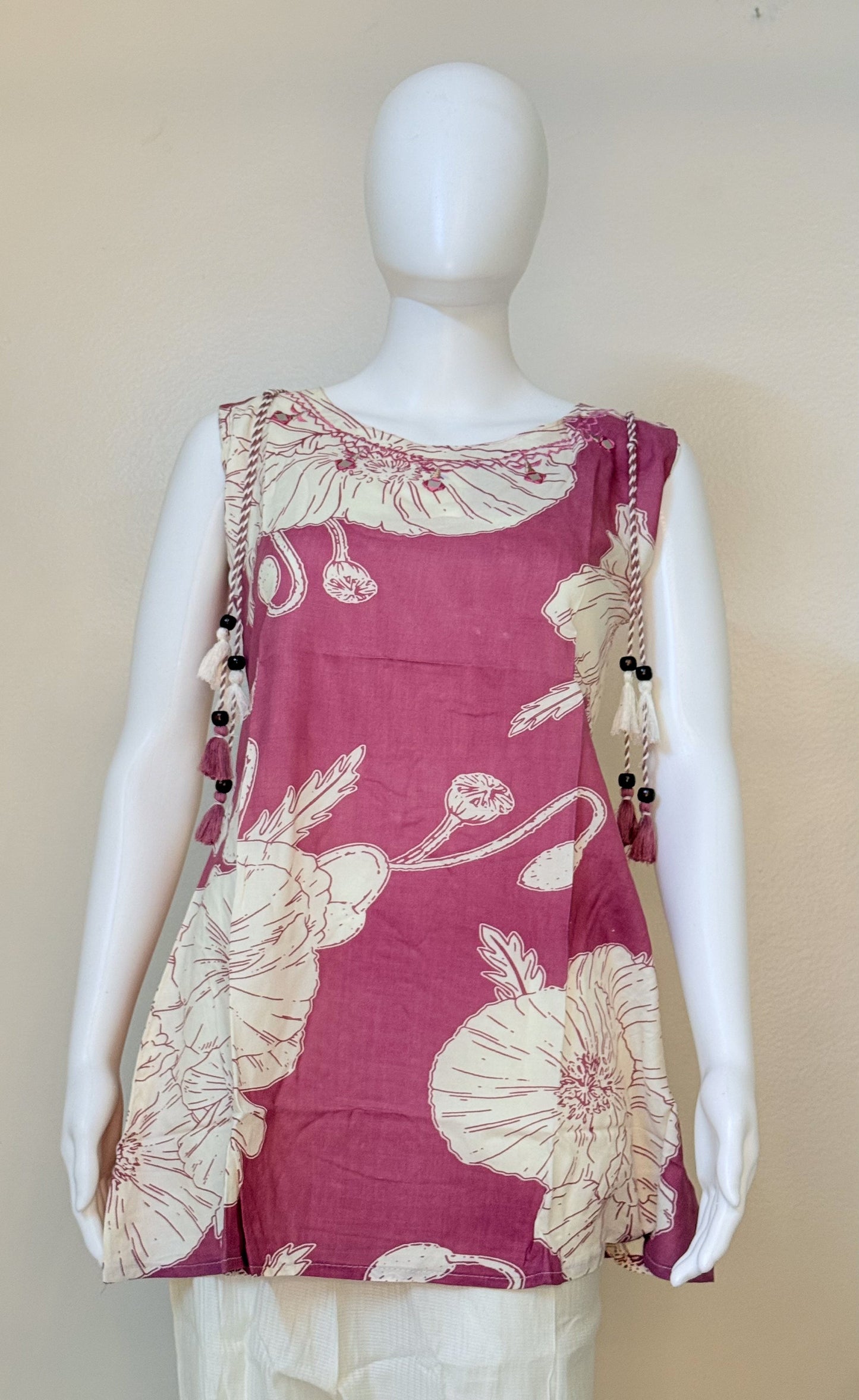 Pink Floral Short Kurti