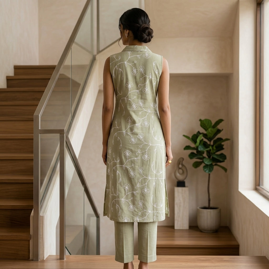 Olive Green Crushed Coordset