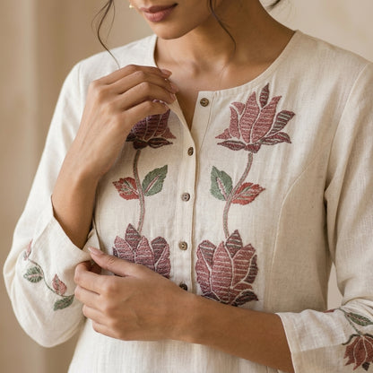 Lotus Print Khadi Co-ordset