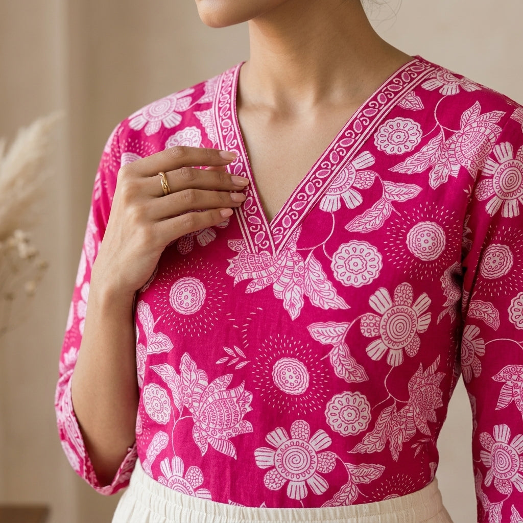 Dark Pink Short Kurti