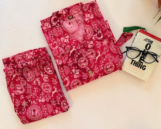 Pink Varli Print Co-ordset