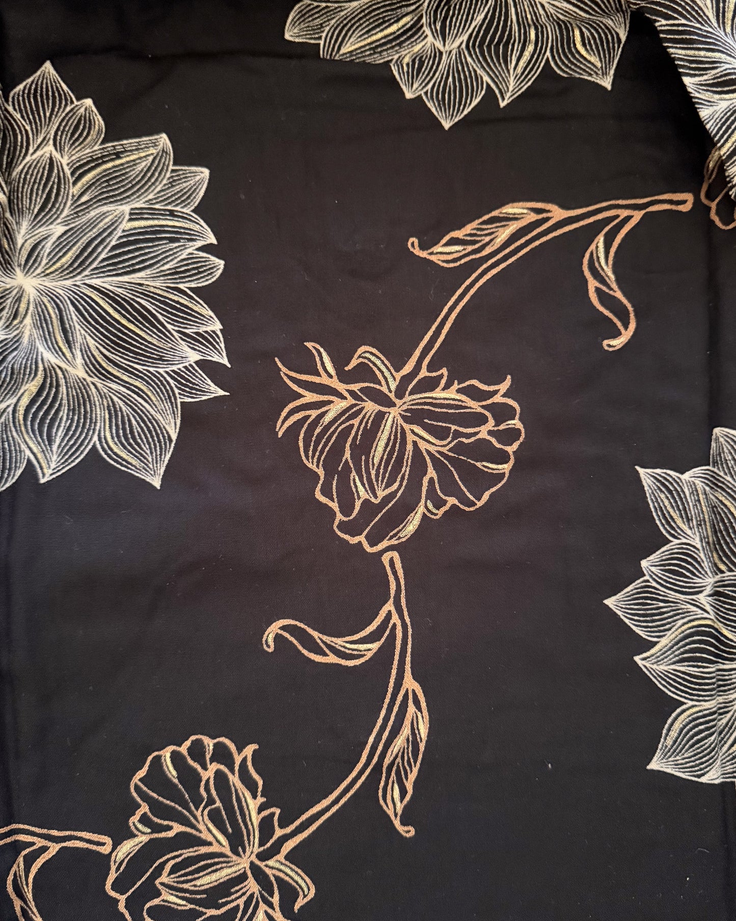 Black Co-ordset with Golden Floral Design