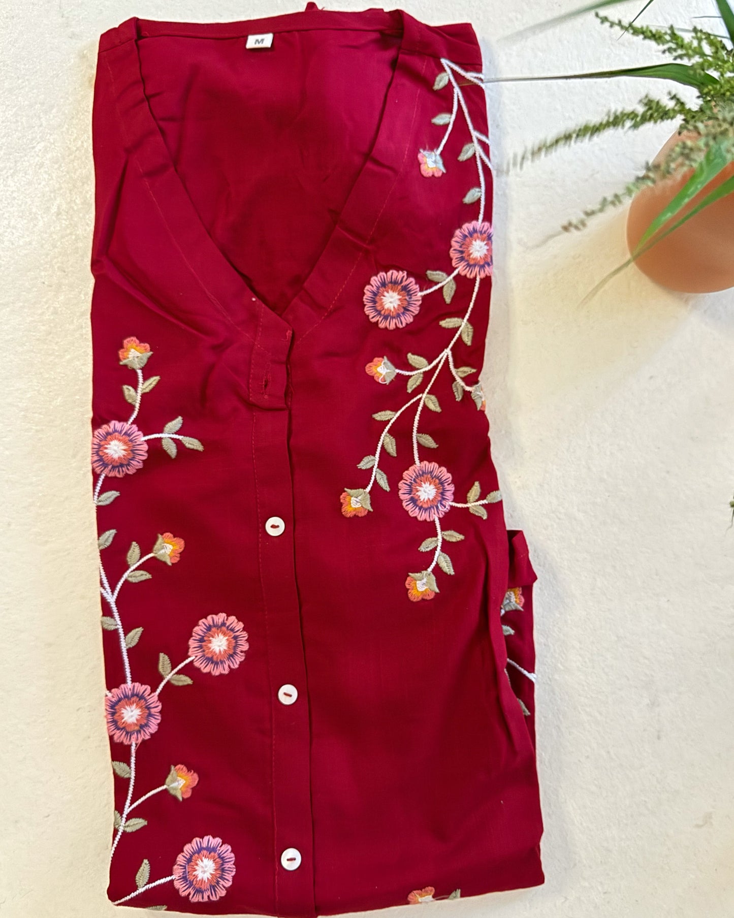 Red Floral Short Kurti