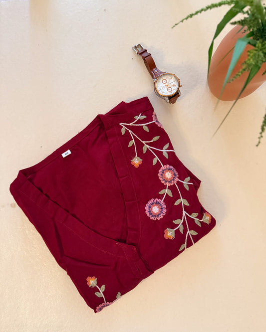 Red Floral Short Kurti