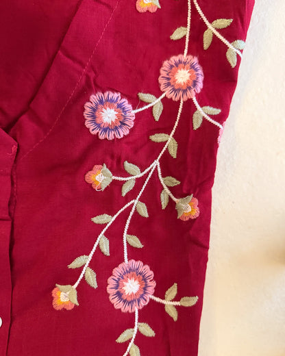 Red Floral Short Kurti