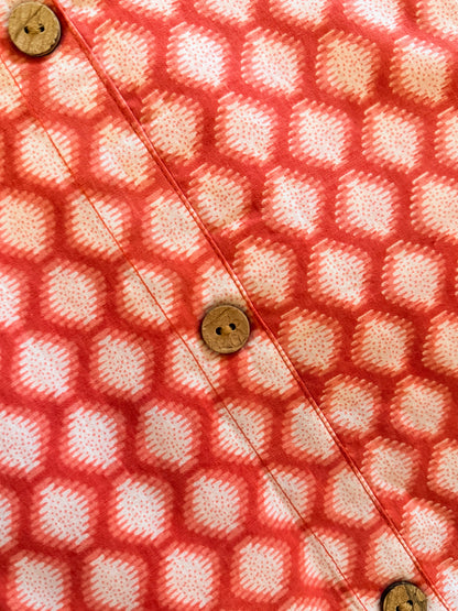 Orange Honeycomb Design Long Kurti