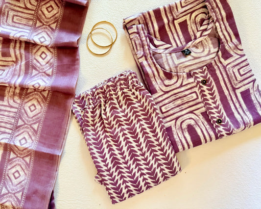 Purple Kurta Set with Dupatta