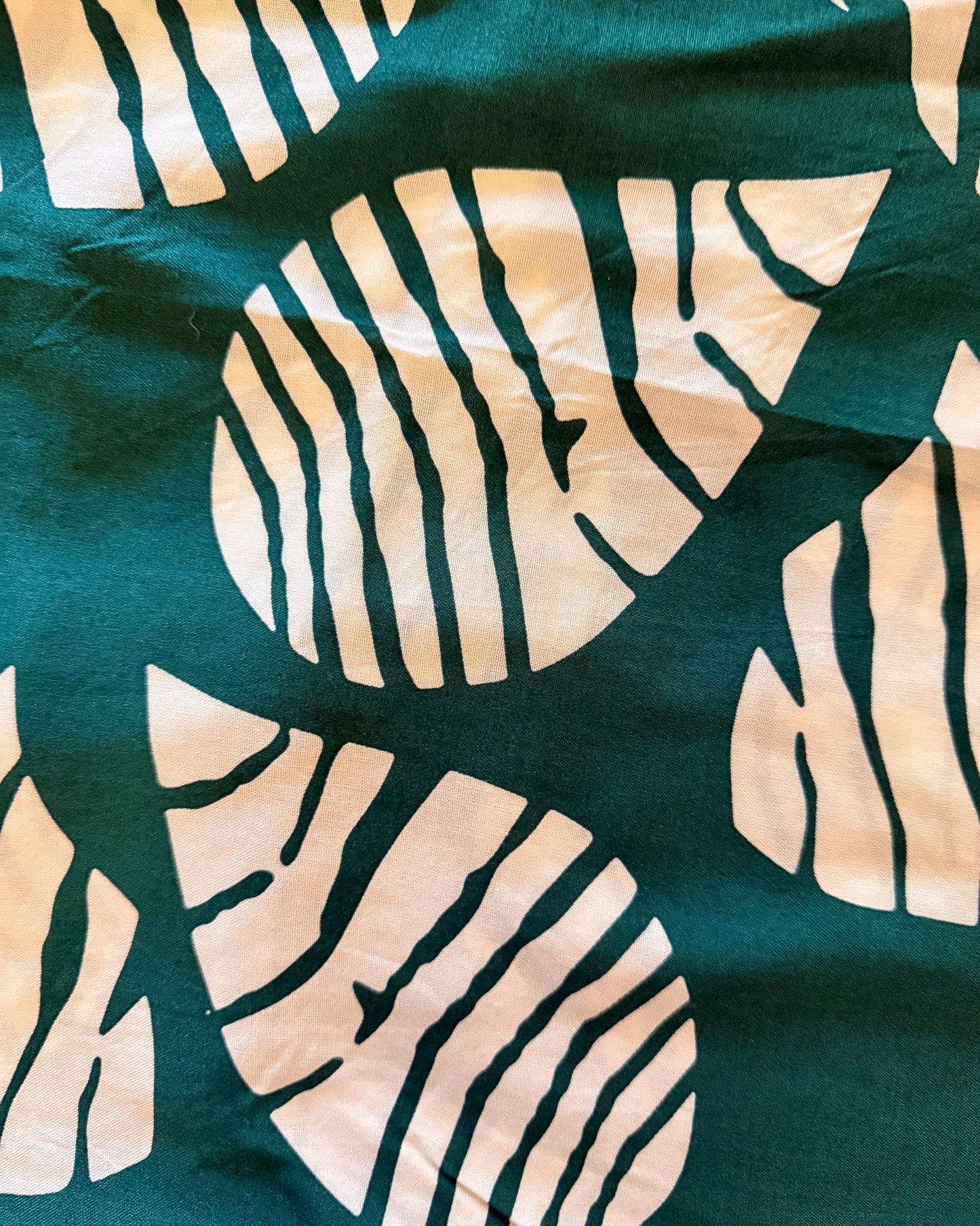 White Leaves Printed Green Co-ordset