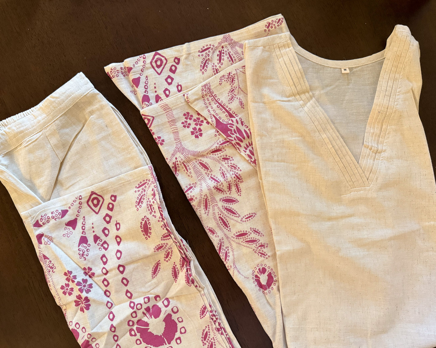 Printed White Khadi Co-ordset
