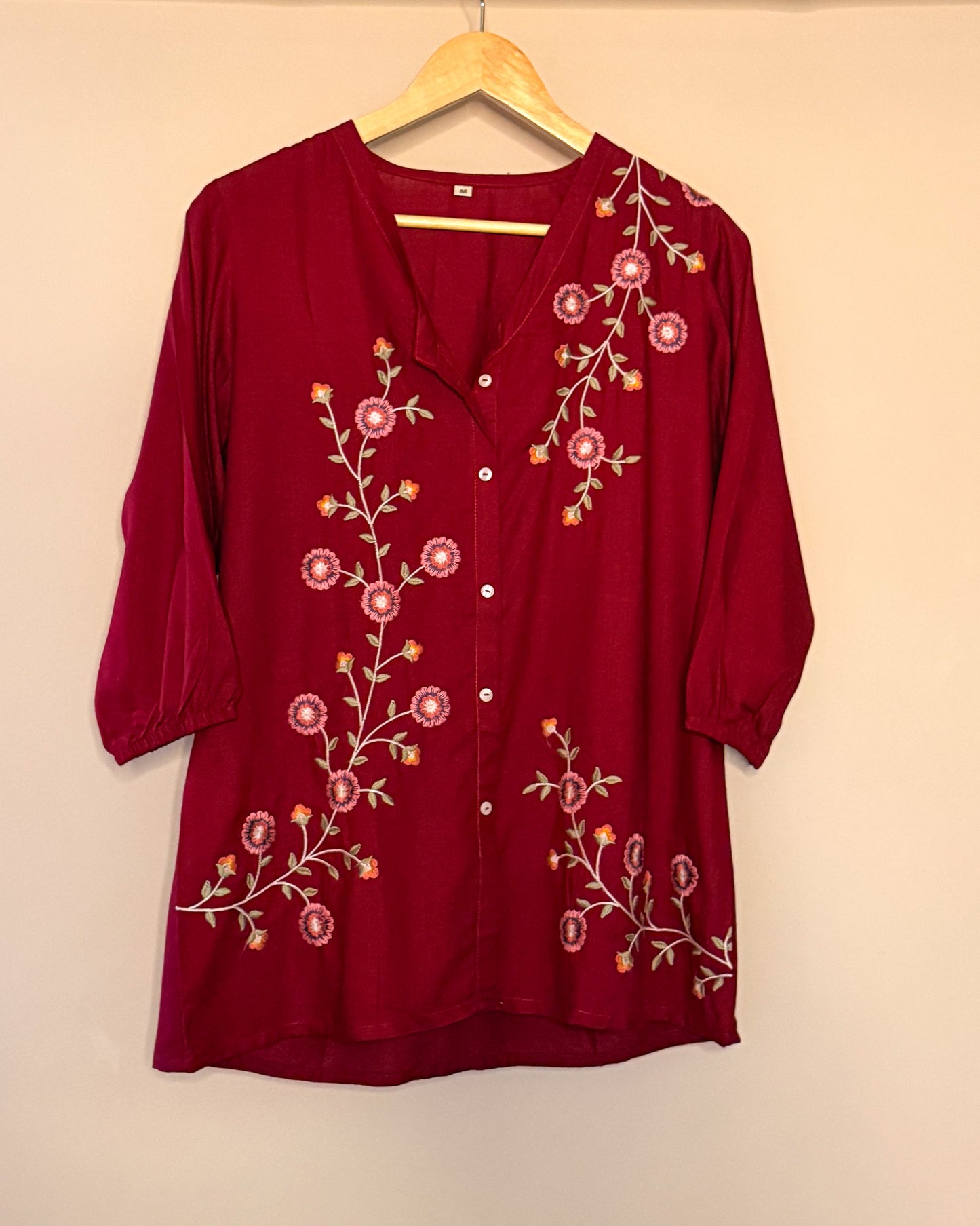 Red Floral Short Kurti