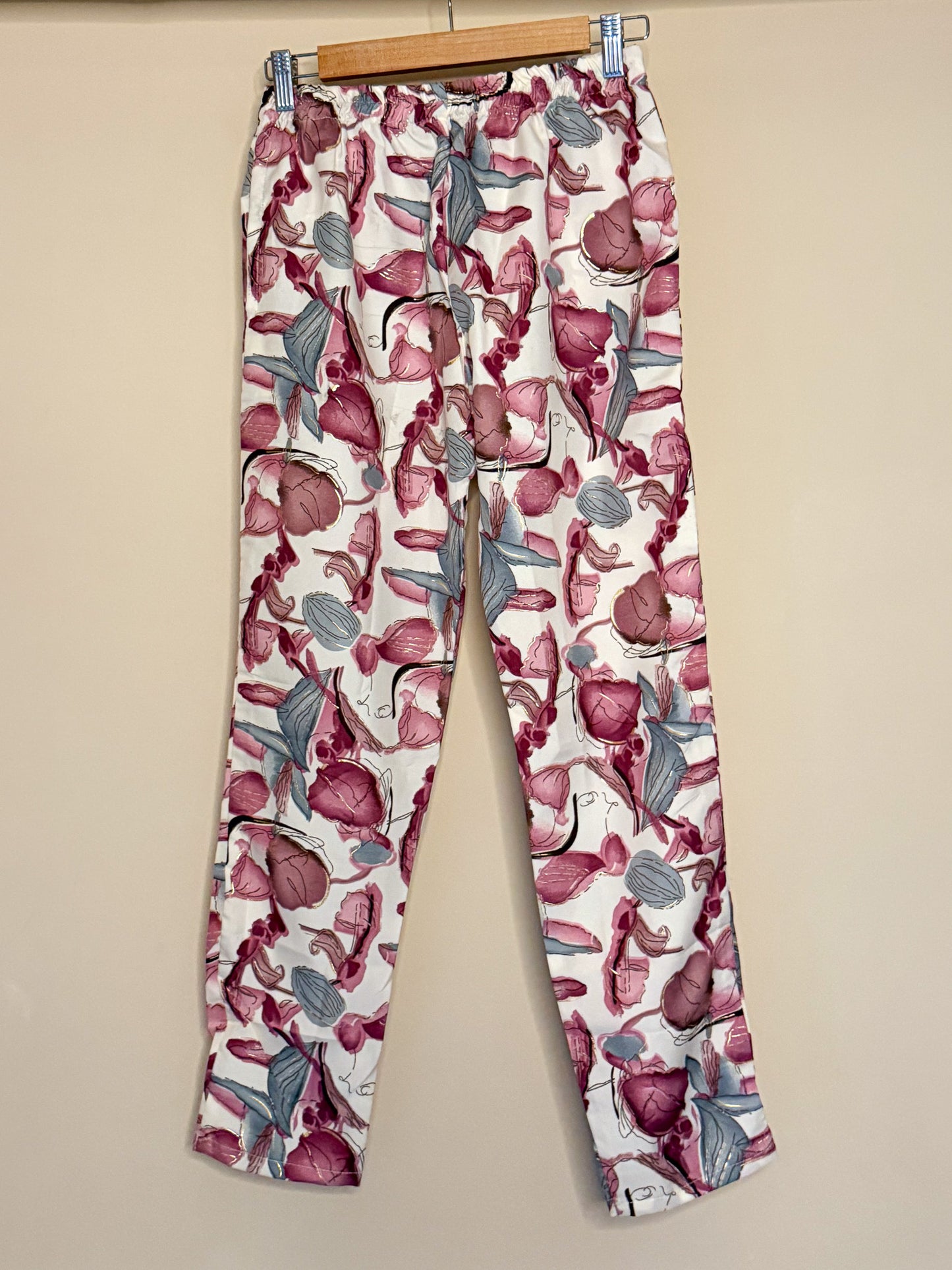 White Co-ordset with Pink Floral Design