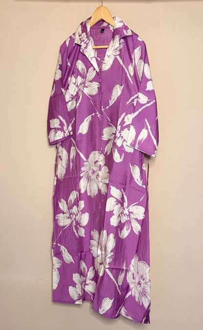 Purple/ Lavendar floral coordset on a beige background
