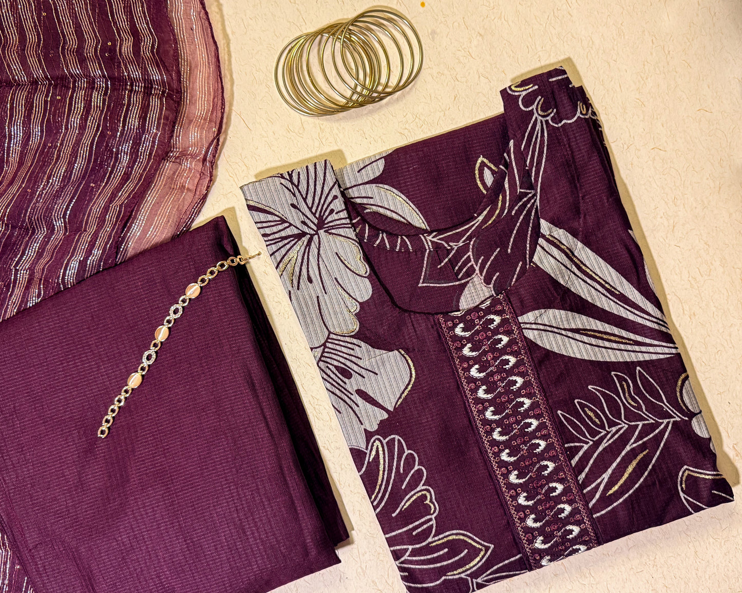 Wine Colour Kurta Set
