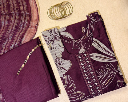Wine Colour Kurta Set