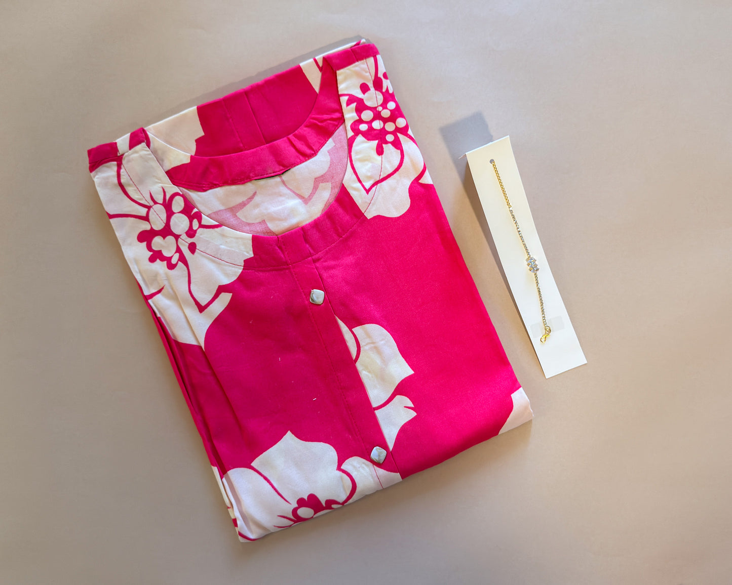 Pink Floral Long Kurti