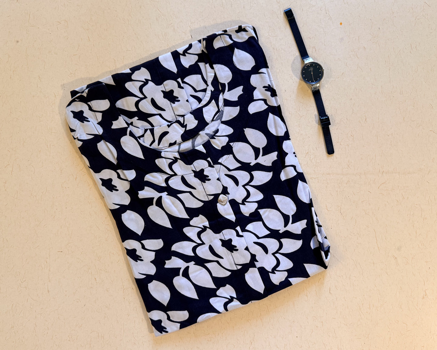 Navy Blue Long Kurti