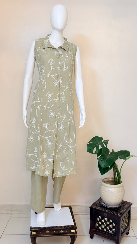Olive Green Crushed Coordset
