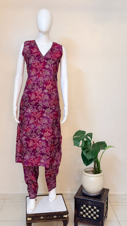 Purple V-Neck Coordset