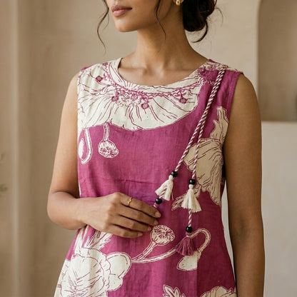 Pink Floral Short Kurti