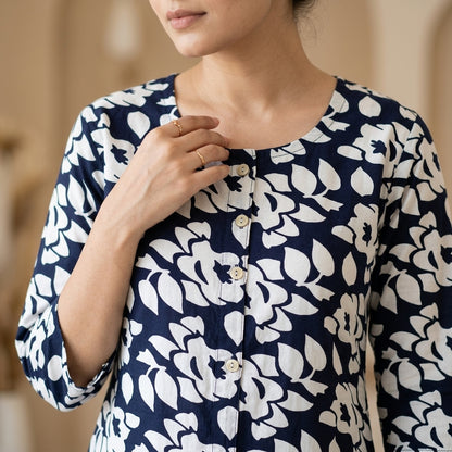 Navy Blue Long Kurti