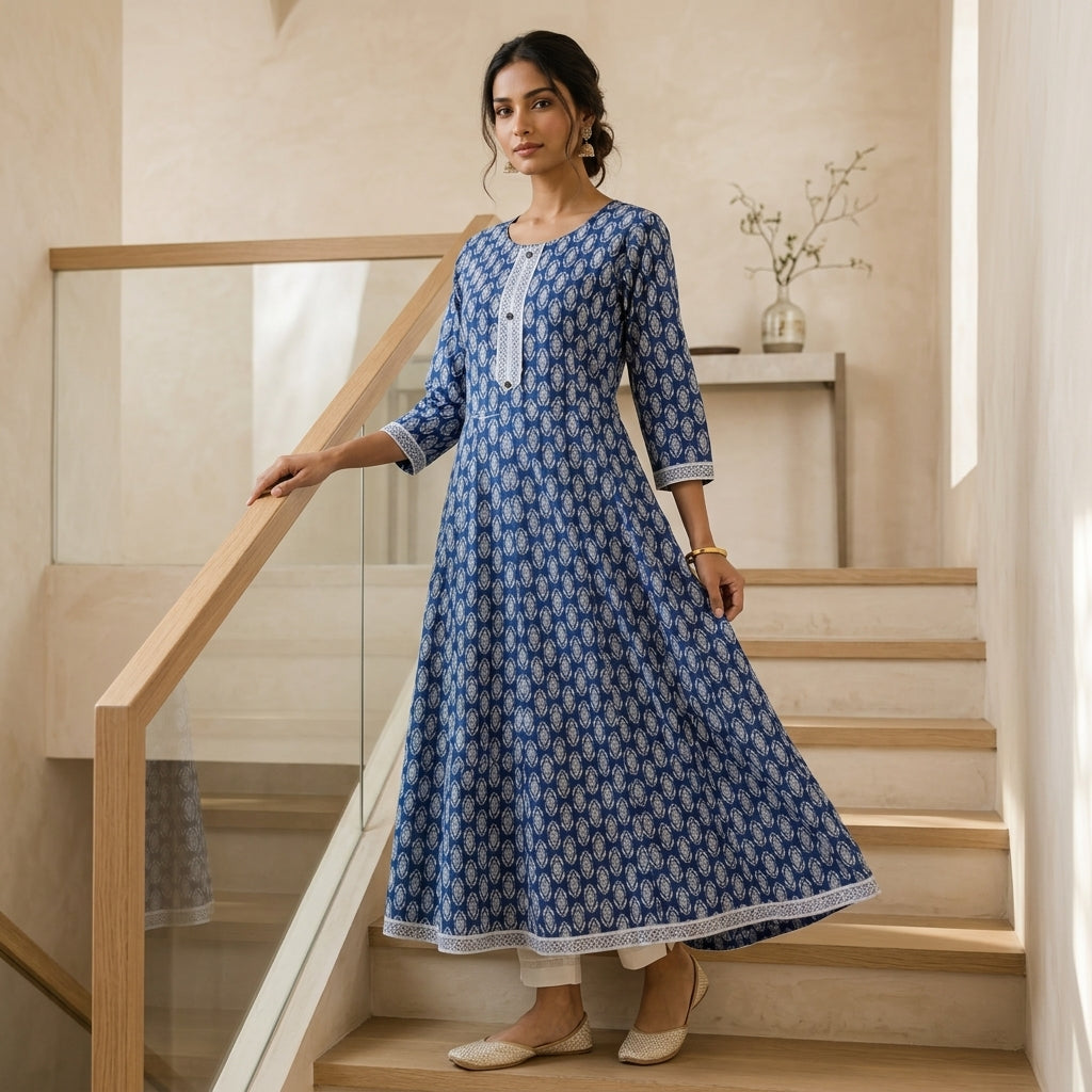 Blue Anarkali Kurti