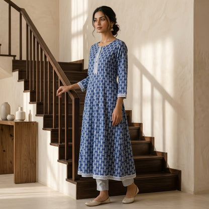 Blue Anarkali Kurti