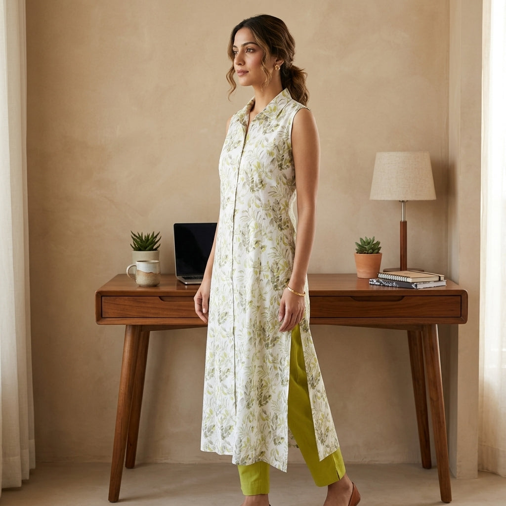 Olive Floral Shirt Dress