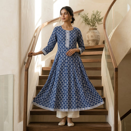 Blue Anarkali Kurti