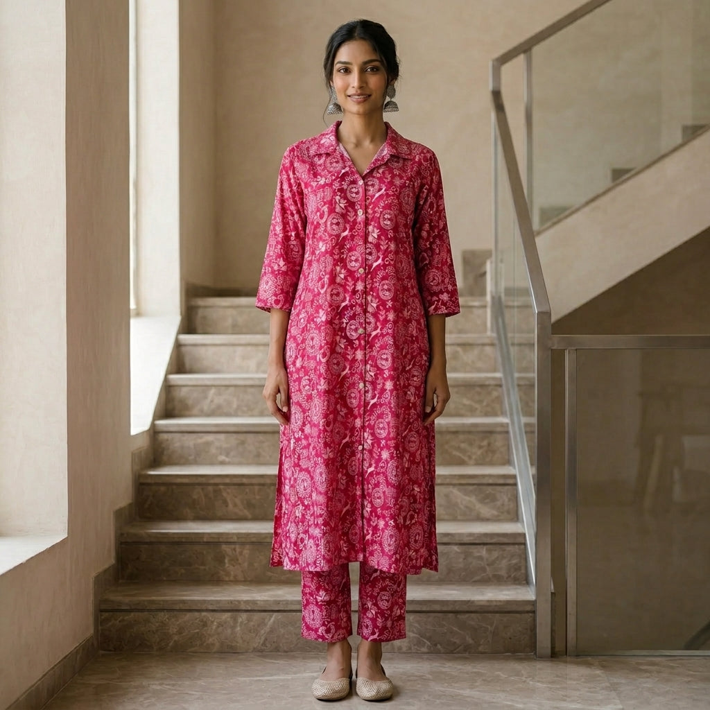 Pink Varli Print Co-ordset