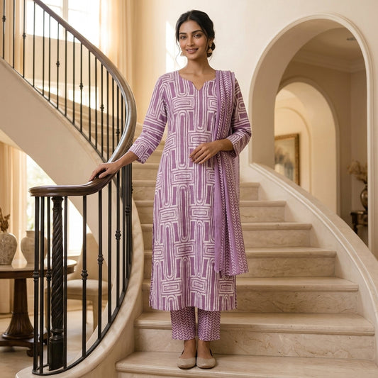 Purple Kurta Set with Dupatta