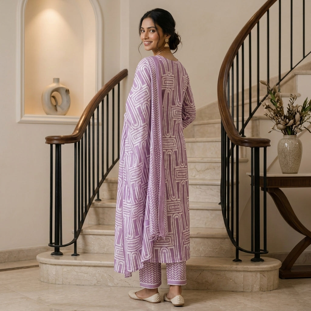 Purple Kurta Set with Dupatta