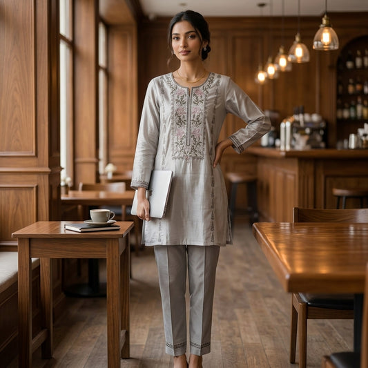 Ash Grey Floral Co-ordset