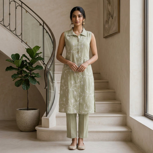 Olive Green Crushed Coordset