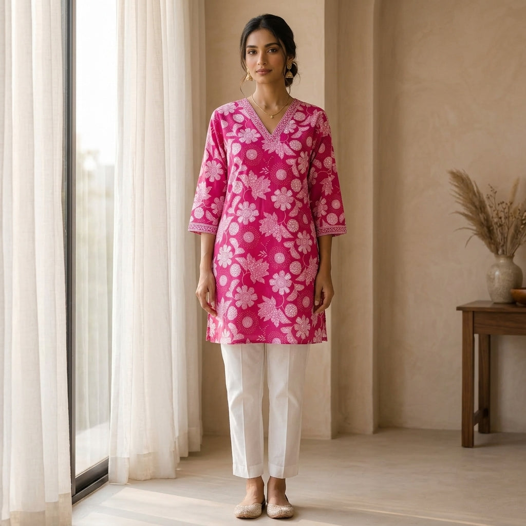 Dark Pink Short Kurti