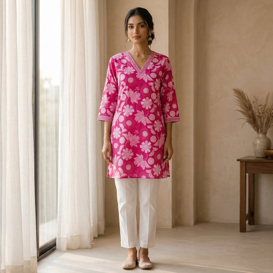 Dark Pink Short Kurti