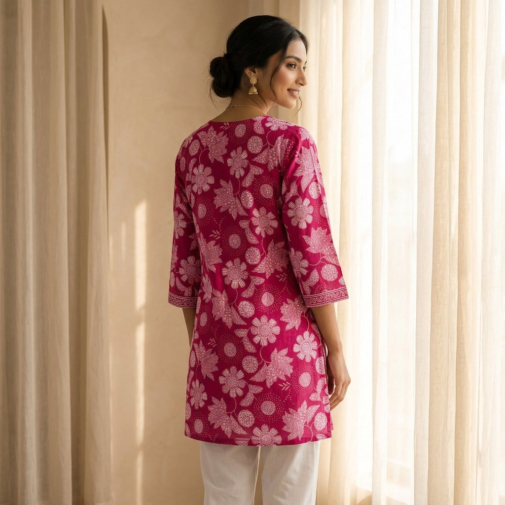 Dark Pink Short Kurti