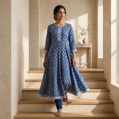 Blue Anarkali Kurti