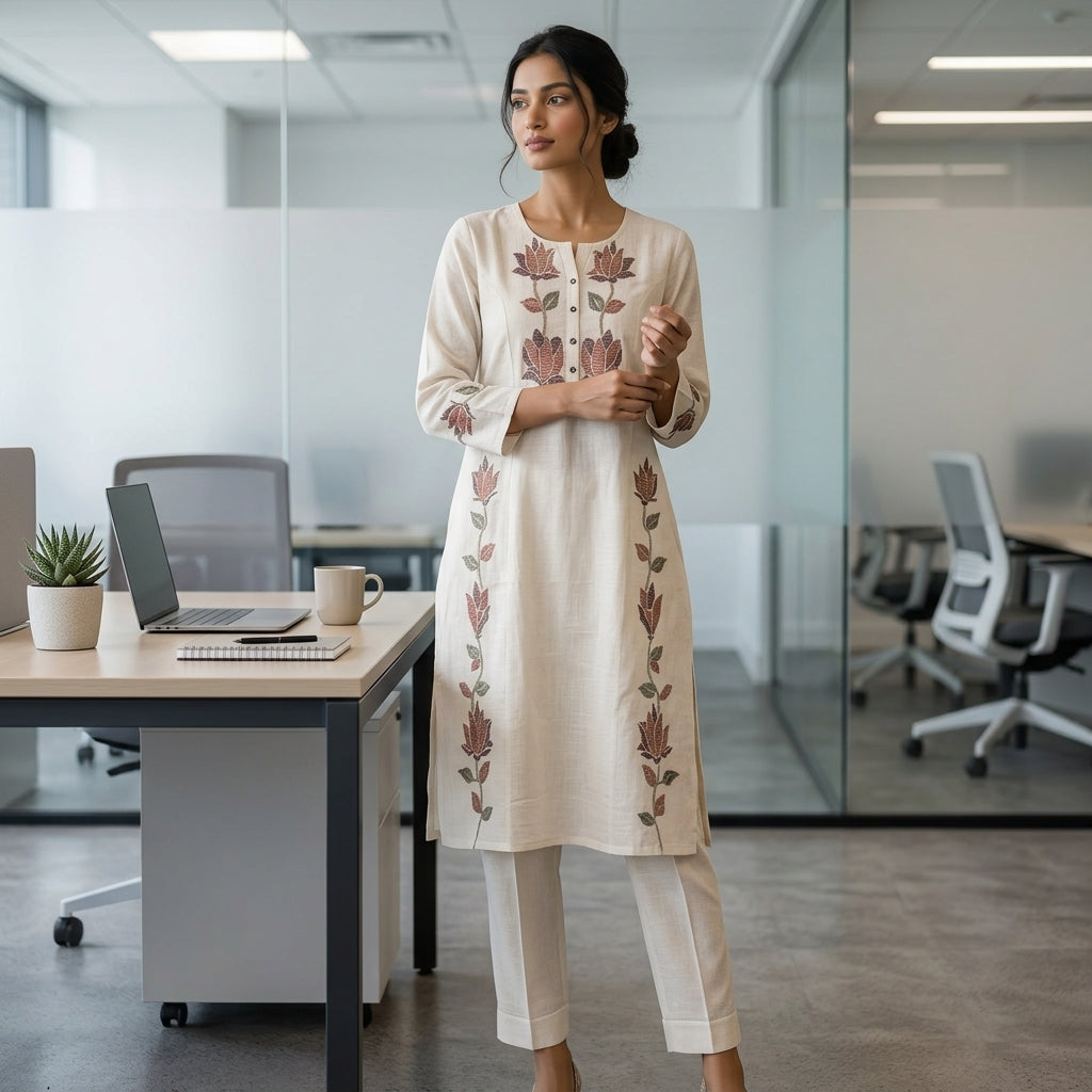 Lotus Print Khadi Co-ordset