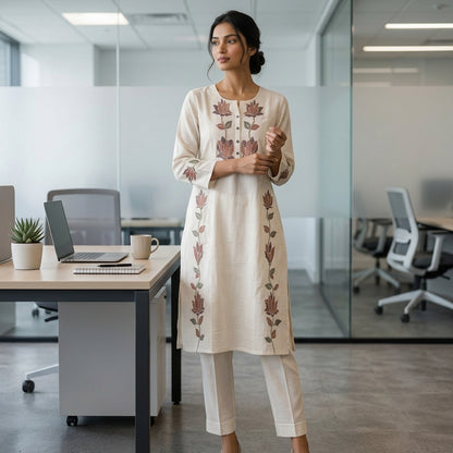 Lotus Print Khadi Co-ordset