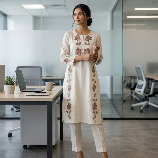 Lotus Print Khadi Co-ordset