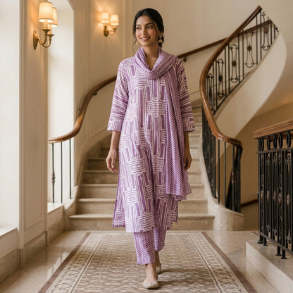 Purple Kurta Set with Dupatta