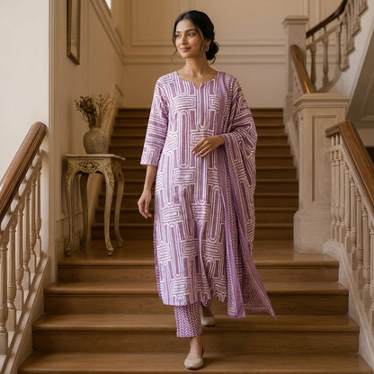 Purple Kurta Set with Dupatta