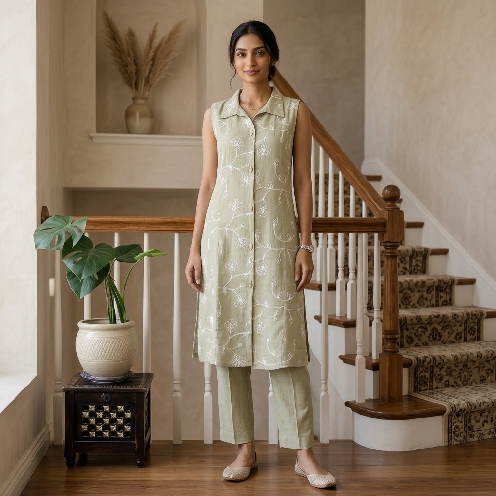 Olive Green Crushed Coordset